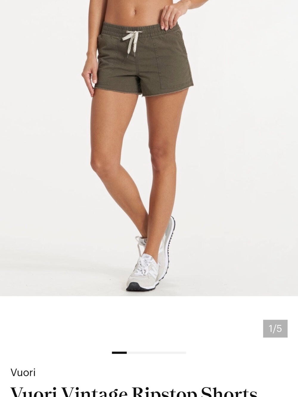 Vuori Olive Drawstring Ripstop Athletic Shorts